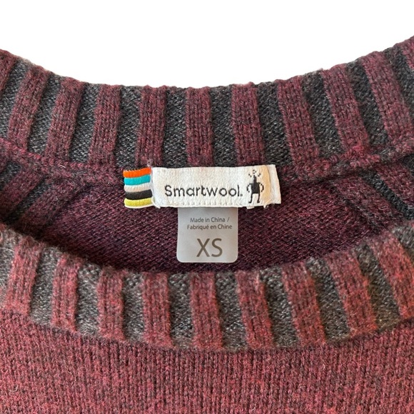 SMARTWOOL Ripple Creek Tunic Sweater in Fig Heather Wine Red & Charcoal Size XS - Picture 5 of 8